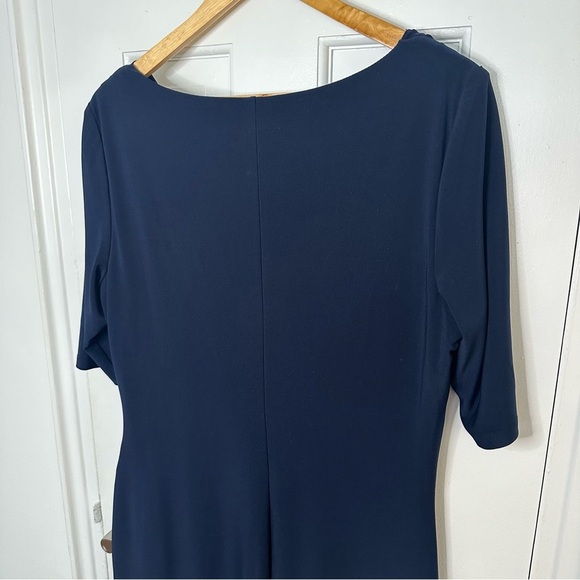 LAUREN Ralph Lauren Carleton Jersey Cowl Neck Sheath Dress Navy Blue Cocktail 16 - Picture 7 of 10